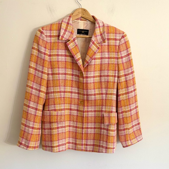 Luciano Barbera Jackets & Blazers - Luciano Barbera Pink Orange Silk Wool Blazer US Medium EU 46